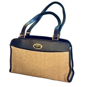 Etienne Aigner Jute & Leather Woven Shoulder Bag
